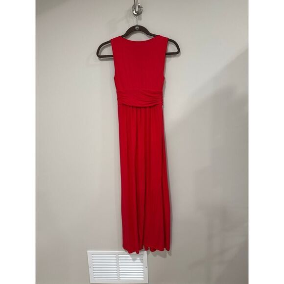 Chicos Maxi Dress Empire Waist Rayon Red Sleeveless - Size 0 Petite - Picture 4 of 10